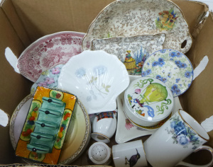 Box lot of Pretty China inc, Crinoline Lady dishes, Villeroy & Boch dish &am