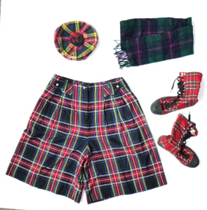 Group Lot Vintage Tartan Clothing & Accessories - incl Tam o' Shanter Hat, L