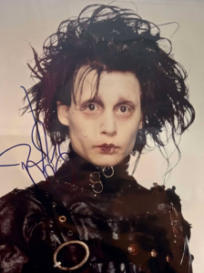 Johnny Depp Signed coloured portrait photograph as Edward Scissorhands with COA