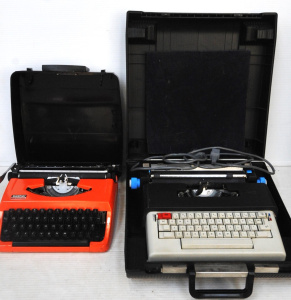 2 x Vintage Typewriters inc portable retro Brother model number 210c plus electr